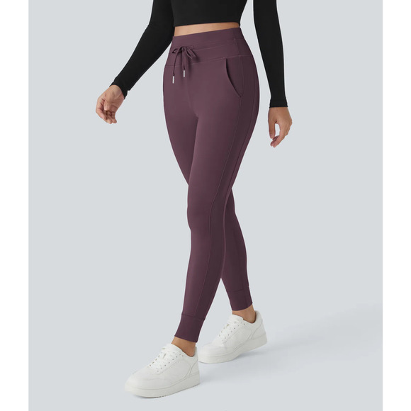 Halara Softlyzero HighWaisted Drawstring Full Length Joggers Dusky Purple Small - Picture 1 of 6